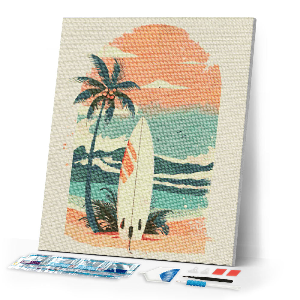 Diamond Painting - Surfboard on the Beach