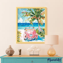 Load image into Gallery viewer, Diamond Painting - Pink Car by the Sea