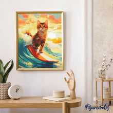 Load image into Gallery viewer, Diamond Painting - Surfing Cat