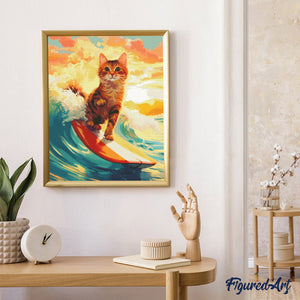 Diamond Painting - Surfing Cat