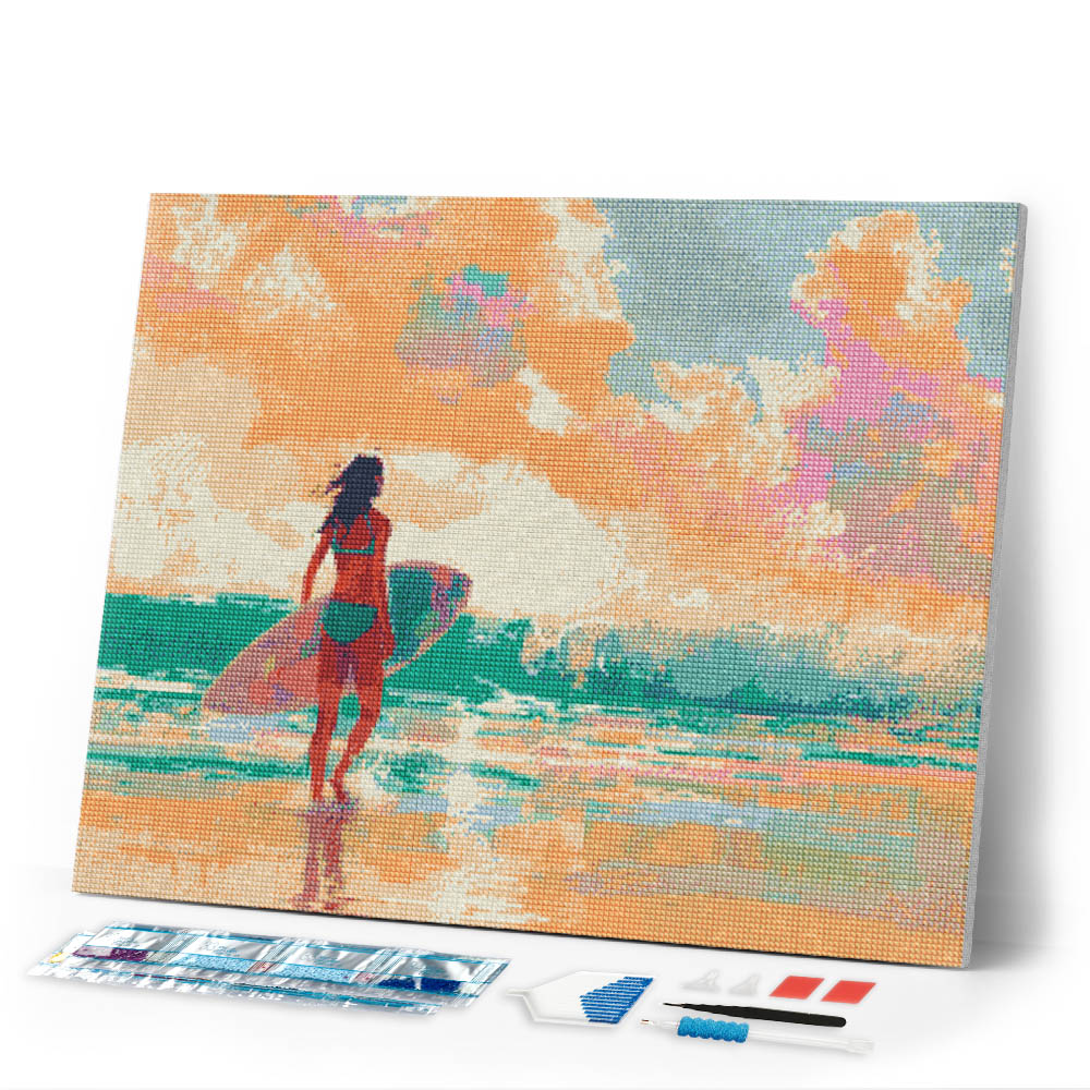 Diamond Painting - Surf Girl at Dawn