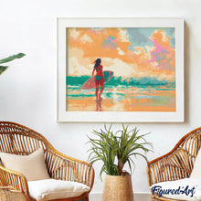 Load image into Gallery viewer, Diamond Painting - Surf Girl at Dawn