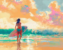 Load image into Gallery viewer, Diamond Painting - Surf Girl at Dawn