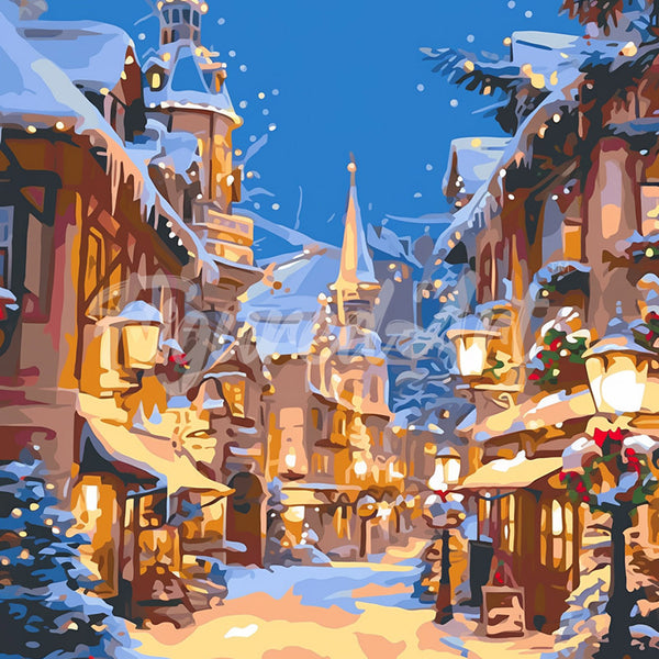 Diamond Painting - Christmas Illuminated Village canvas already framed
