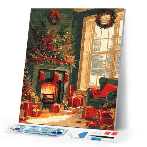 Diamond Painting - Festive Fireplace Scene