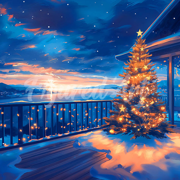 Diamond Painting - Twinkling Christmas Terrace canvas already framed