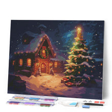 Load image into Gallery viewer, Diamond Painting - Snowy Christmas Cottage canvas already framed