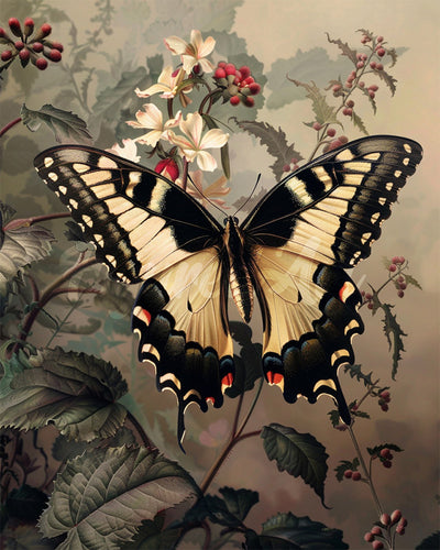 Diamond Painting - Swallowtail and White Flowers