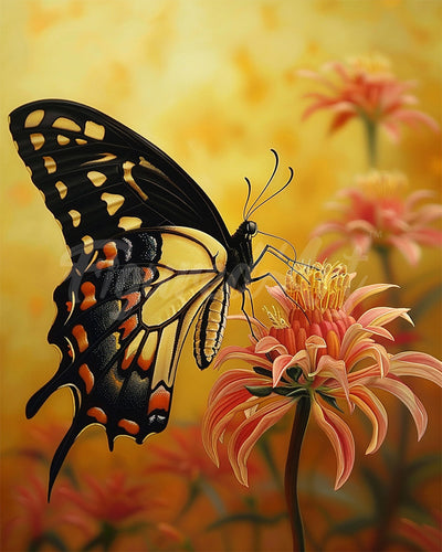 Diamond Painting - Swallowtail and Orange Flowers