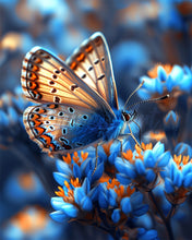 Load image into Gallery viewer, Diamond Painting - Butterfly and Blue Flowers