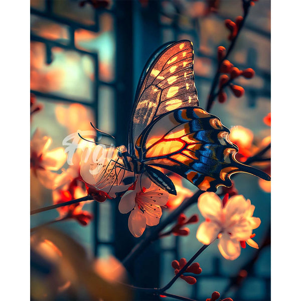 Diamond Painting - Butterfly and Cherry Blossoms