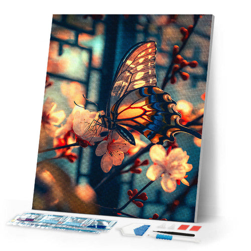 Diamond Painting - Butterfly and Cherry Blossoms