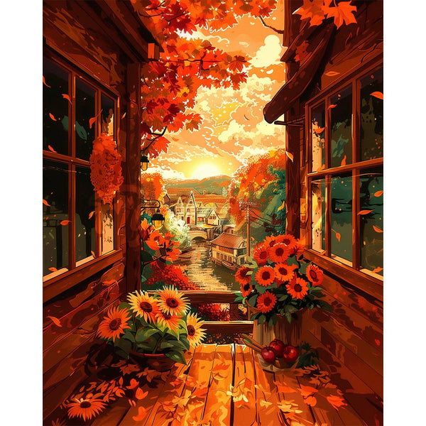 Diamond Painting - Fall Balcony View
