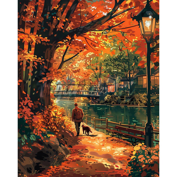 Diamond Painting - Dog Walk in Fall