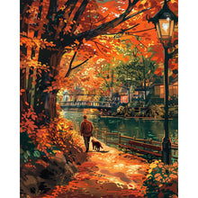 Load image into Gallery viewer, Diamond Painting - Dog Walk in Fall
