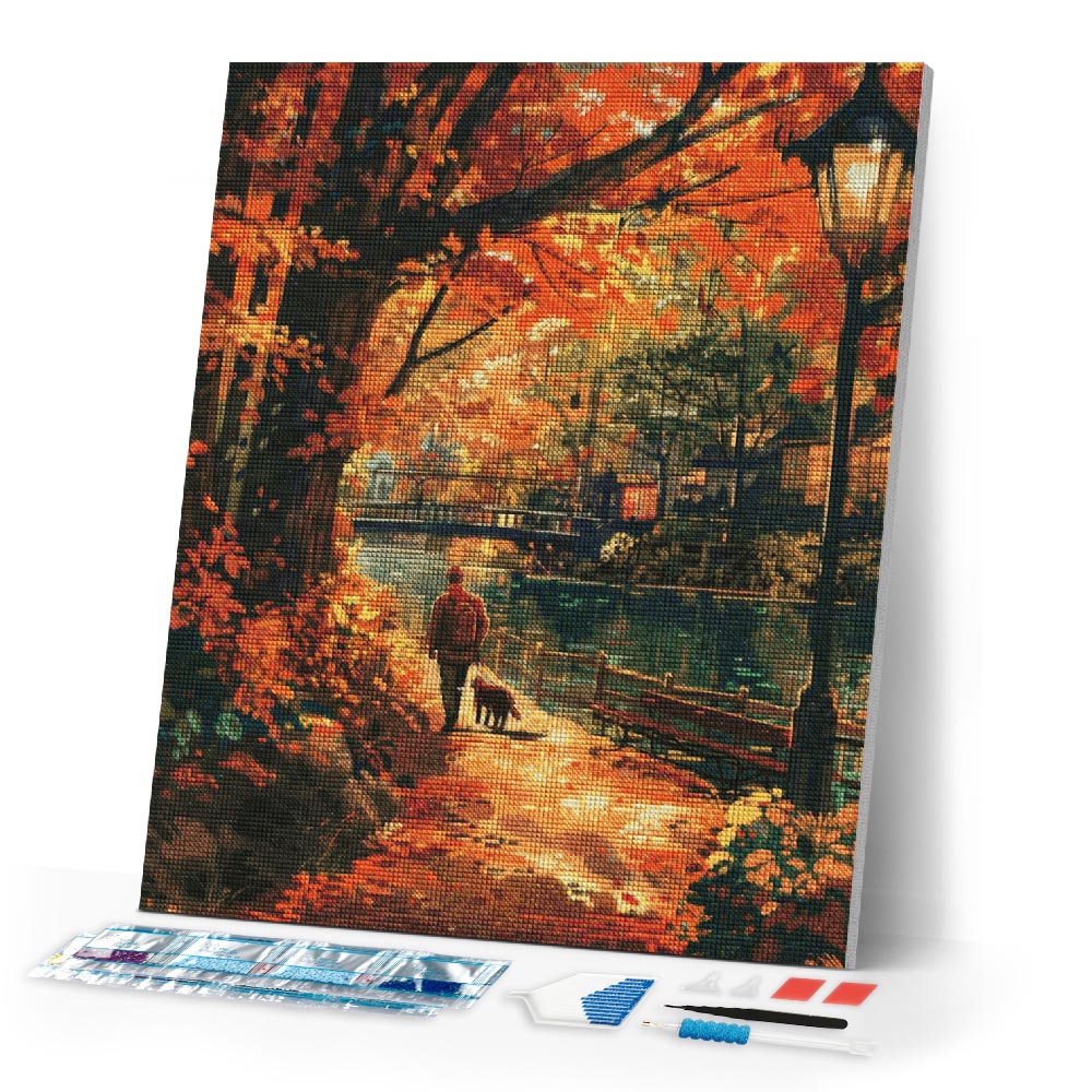Diamond Painting - Dog Walk in Fall