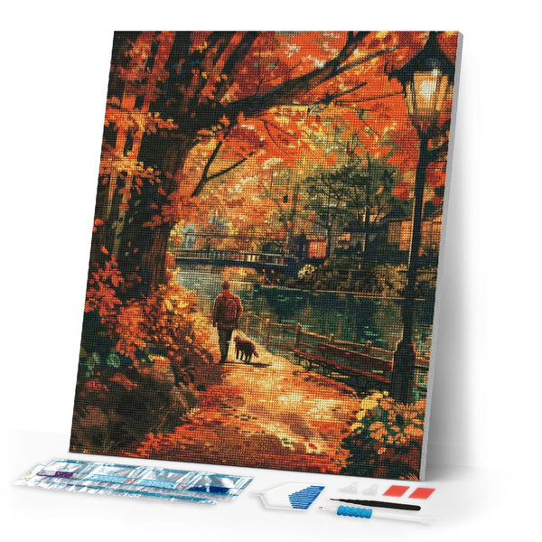 Diamond Painting - Dog Walk in Fall