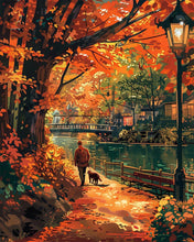 Load image into Gallery viewer, Diamond Painting - Dog Walk in Fall