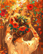 Load image into Gallery viewer, Diamond Painting - Girl with Fall Wreath