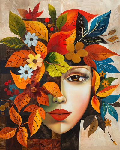 Diamond Painting - Picasso-Inspired Fall Flora Face