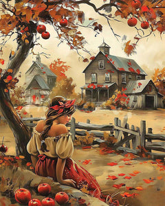 Diamond Painting - Vintage Country Girl in Fall