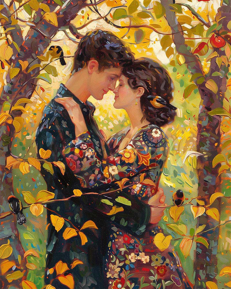 Diamond Painting - Klimt-Inspired Fall Embrace