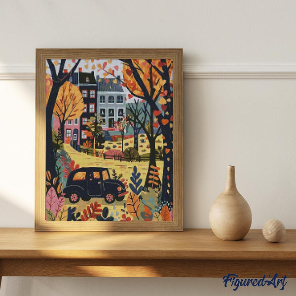 Diamond Painting - Fall Classic Car Scene