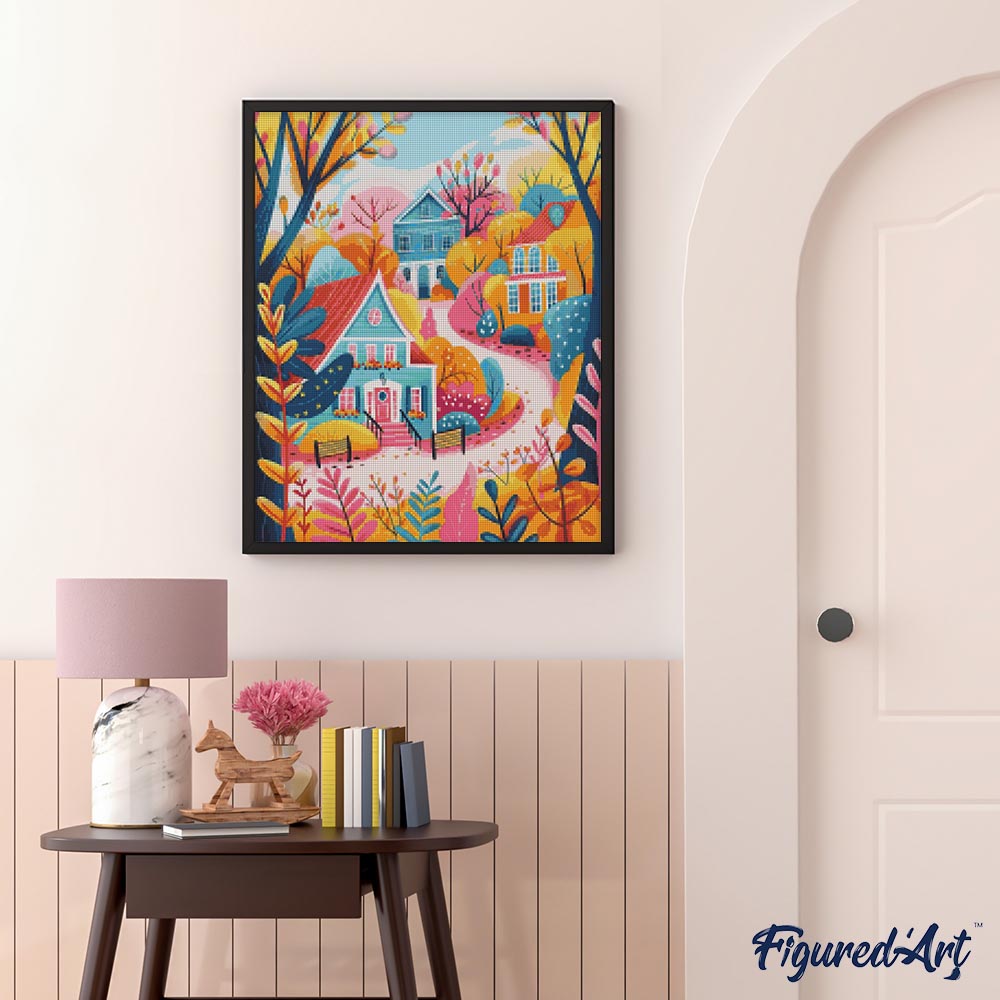 Diamond Painting - Colorful Fall Houses