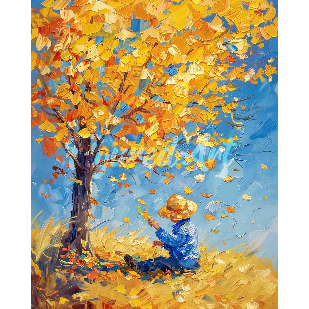 Diamond Painting - Van Gogh-Inspired Boy in Fall