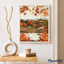 Load image into Gallery viewer, Diamond Painting - Japanese Temple by Fall Lake