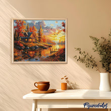 Load image into Gallery viewer, Diamond Painting - Fall Sunset by the Cabin