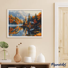 Load image into Gallery viewer, Diamond Painting - Lakeside Fall Cabin