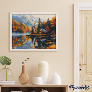 Diamond Painting - Lakeside Fall Cabin