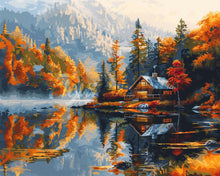 Load image into Gallery viewer, Diamond Painting - Lakeside Fall Cabin