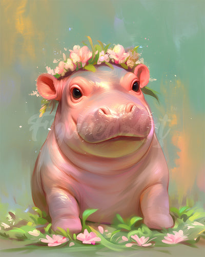 Diamond Painting - Baby Girl Hippo