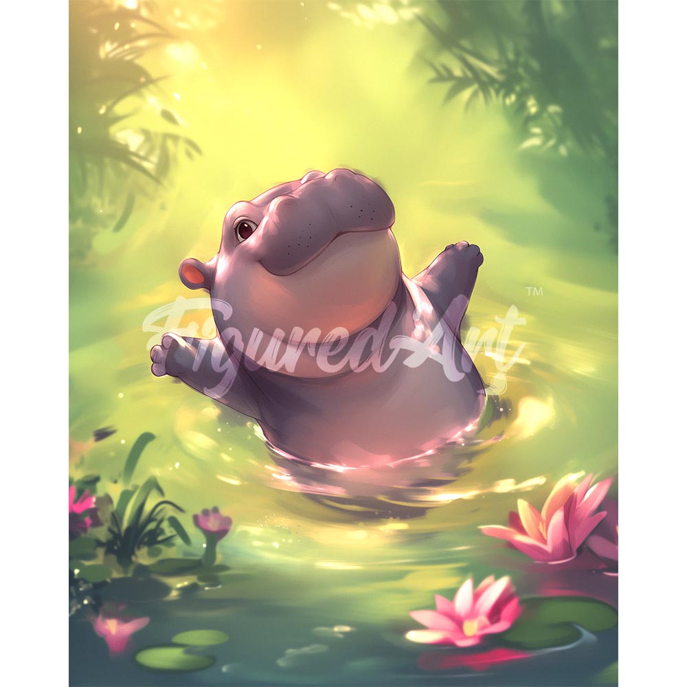 Diamond Painting - Swimming Hippo