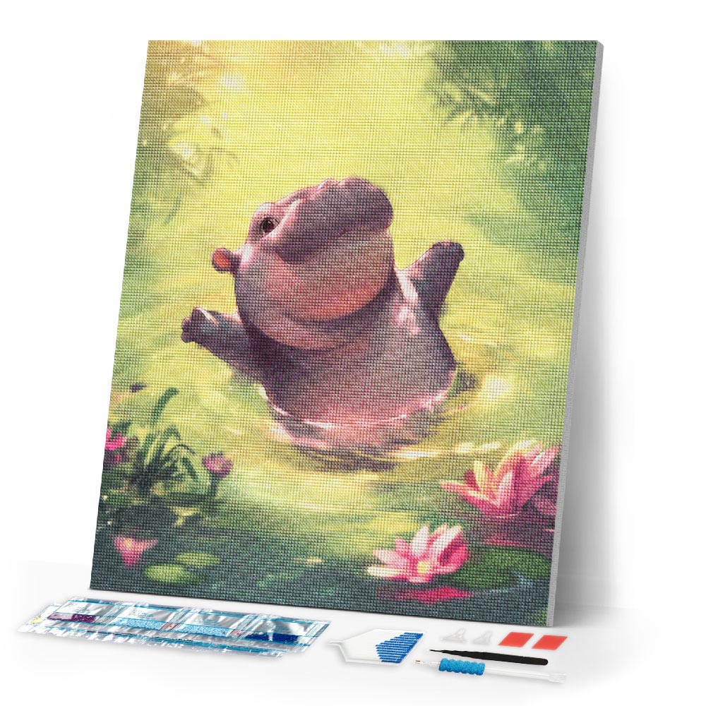 Diamond Painting - Swimming Hippo