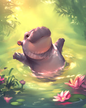 Load image into Gallery viewer, Diamond Painting - Swimming Hippo