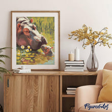 Load image into Gallery viewer, Diamond Painting - Baby Hippo Kissing Mom