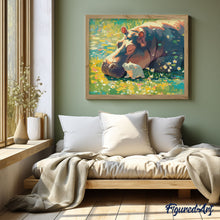 Load image into Gallery viewer, Diamond Painting - Baby Hippo and Mom