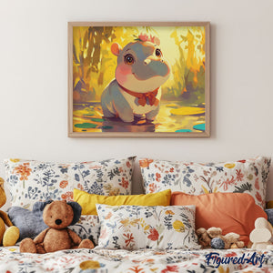 Diamond Painting - Happy Baby Hippo