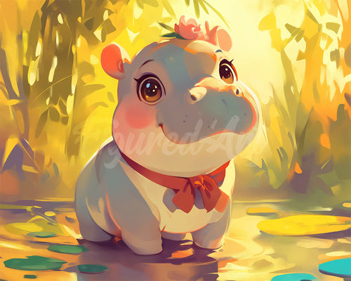 Diamond Painting - Happy Baby Hippo