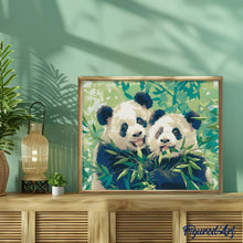 Load image into Gallery viewer, Diamond Painting - Pandas Eating Bamboo