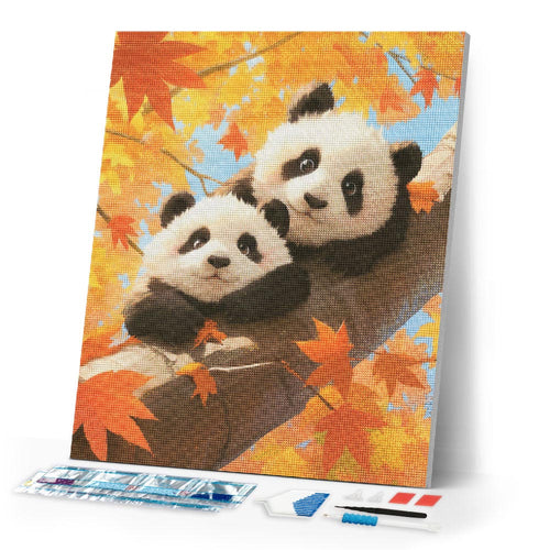 Diamond Painting - Panda Cubs in the Fall