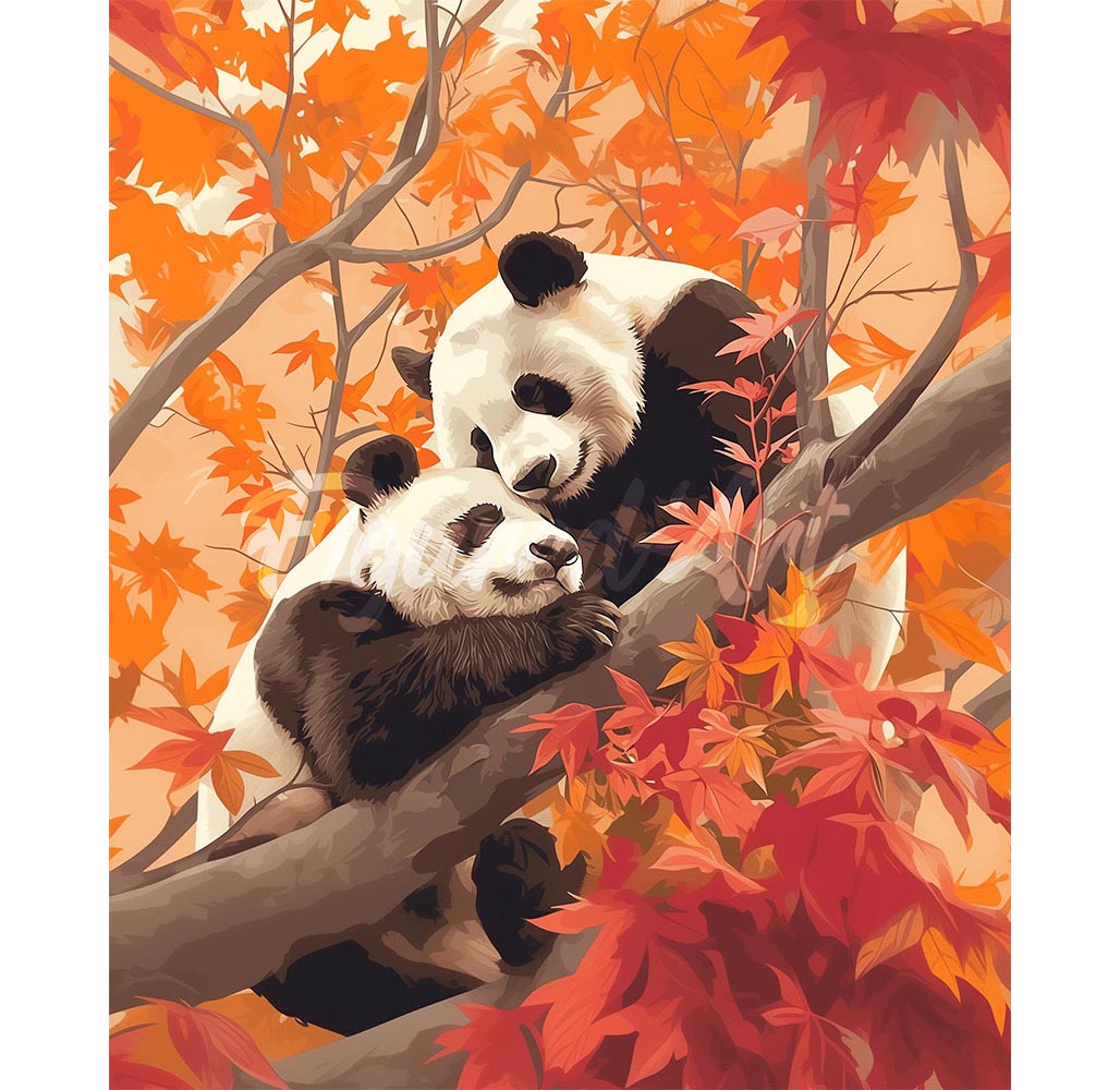 Diamond Painting - Panda Twins in the Fall