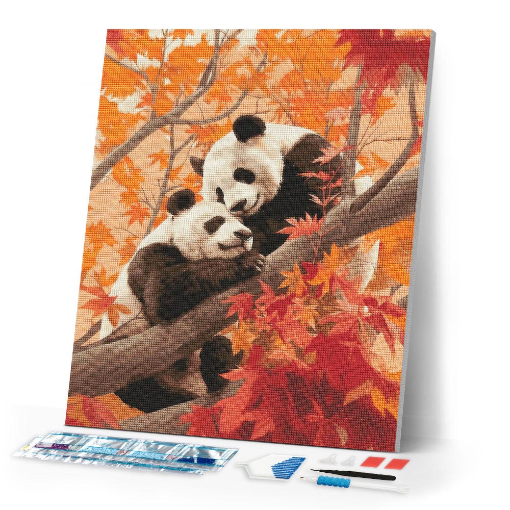 Diamond Painting - Panda Twins in the Fall