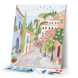 Diamond Painting - Pastel Hillside Town