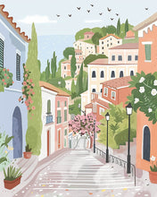 Load image into Gallery viewer, Diamond Painting - Pastel Hillside Town