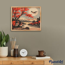 Load image into Gallery viewer, Diamond Painting - Cranes and Mount Fuji View