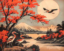 Load image into Gallery viewer, Diamond Painting - Cranes and Mount Fuji View